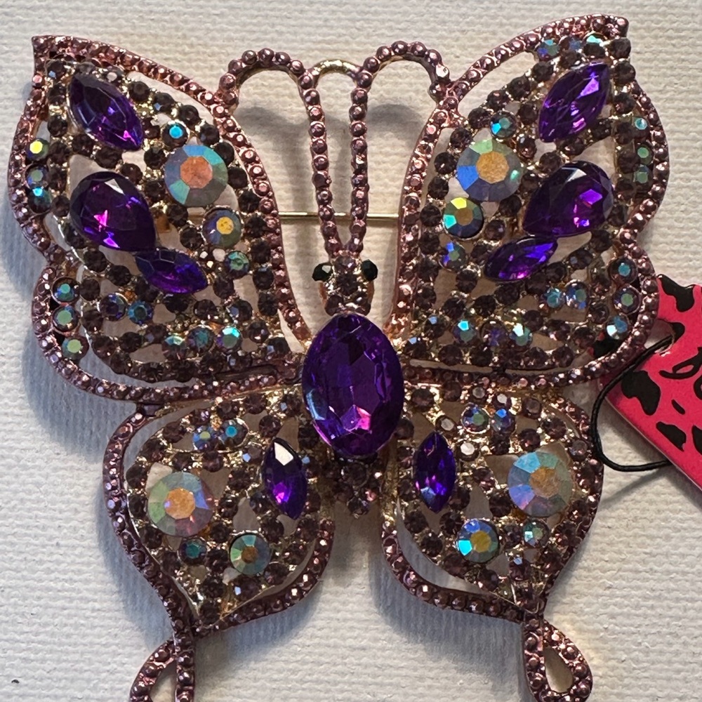 Elegant Purple Butterfly Brooch by Betsy Johnson